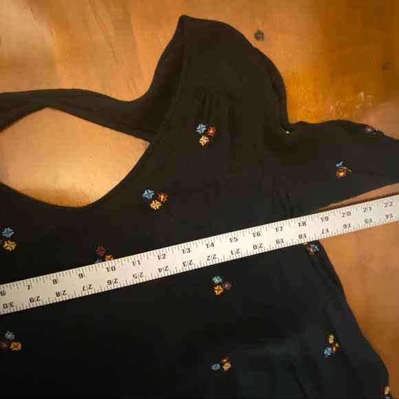 Free People Womens Dress Size Small Black Embroidered Back Cut-out Long Sleeves - Picture 9 of 11